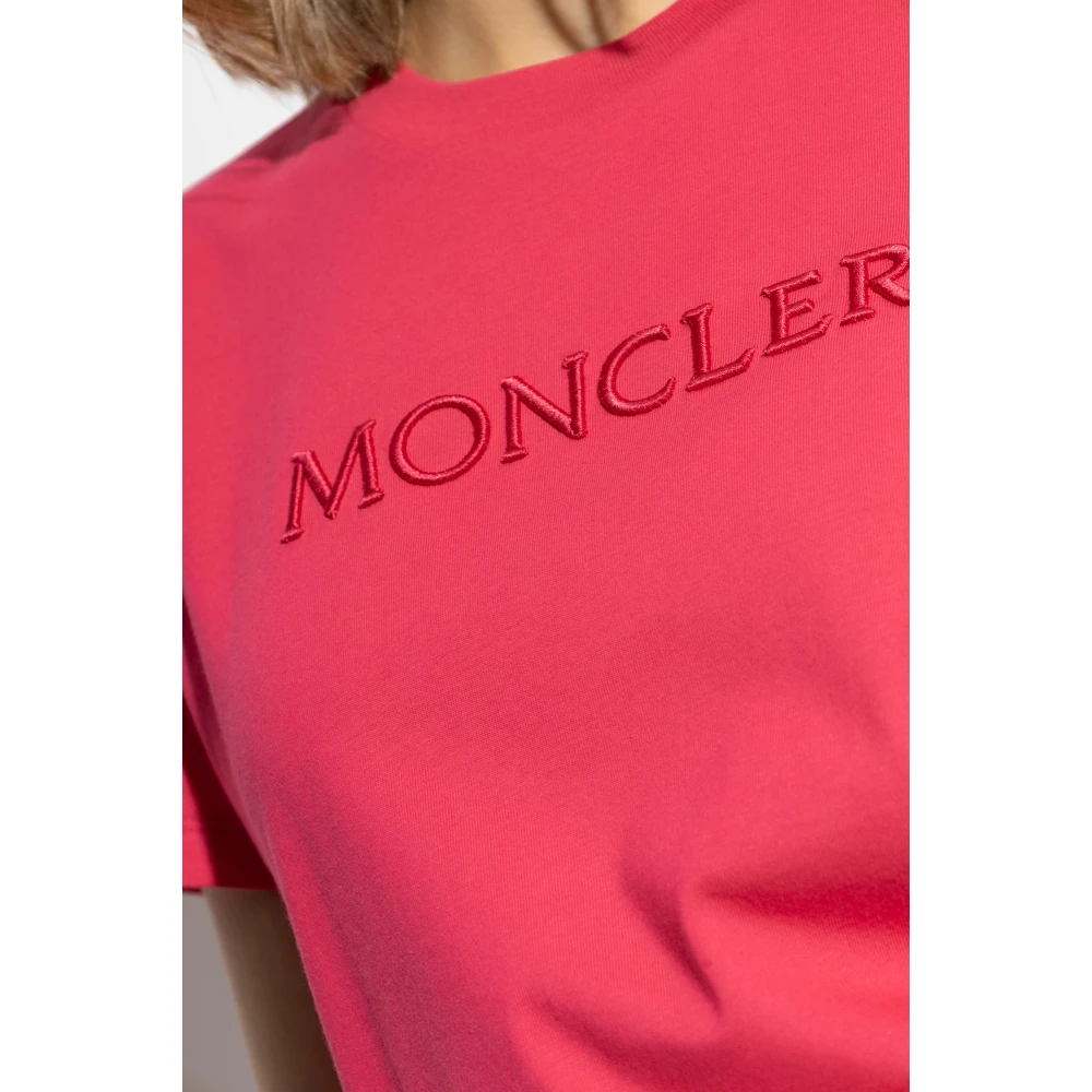Moncler T-shirt met logo Pink Dames
