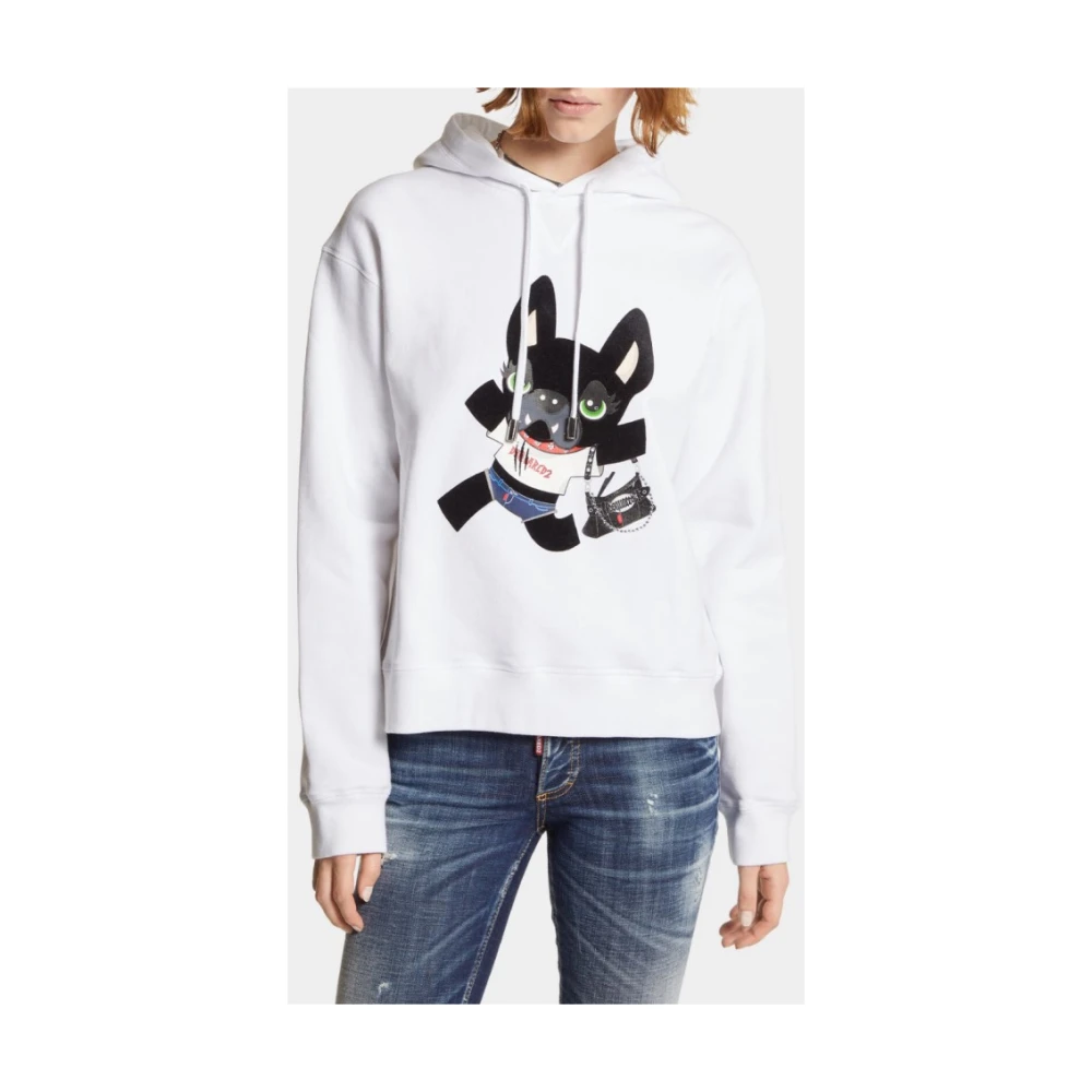 Dsquared2 Ciro Print Hoodie met Versieringen White Heren