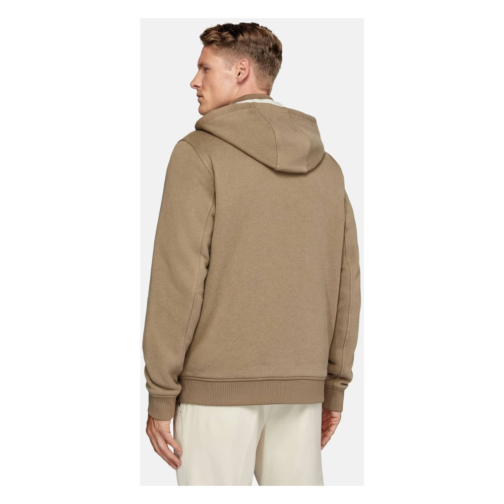 Boggi Milano Tencel Katoenen Hoodie met Capuchon Beige Heren