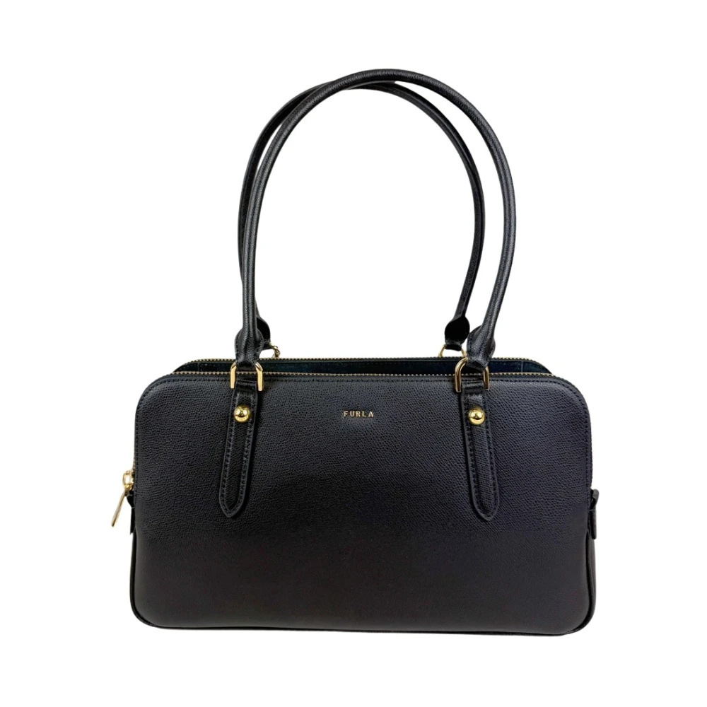 Furla, Tassen , Dames, Zwart, ONE Size, Leer, Giulia M Boston Tas