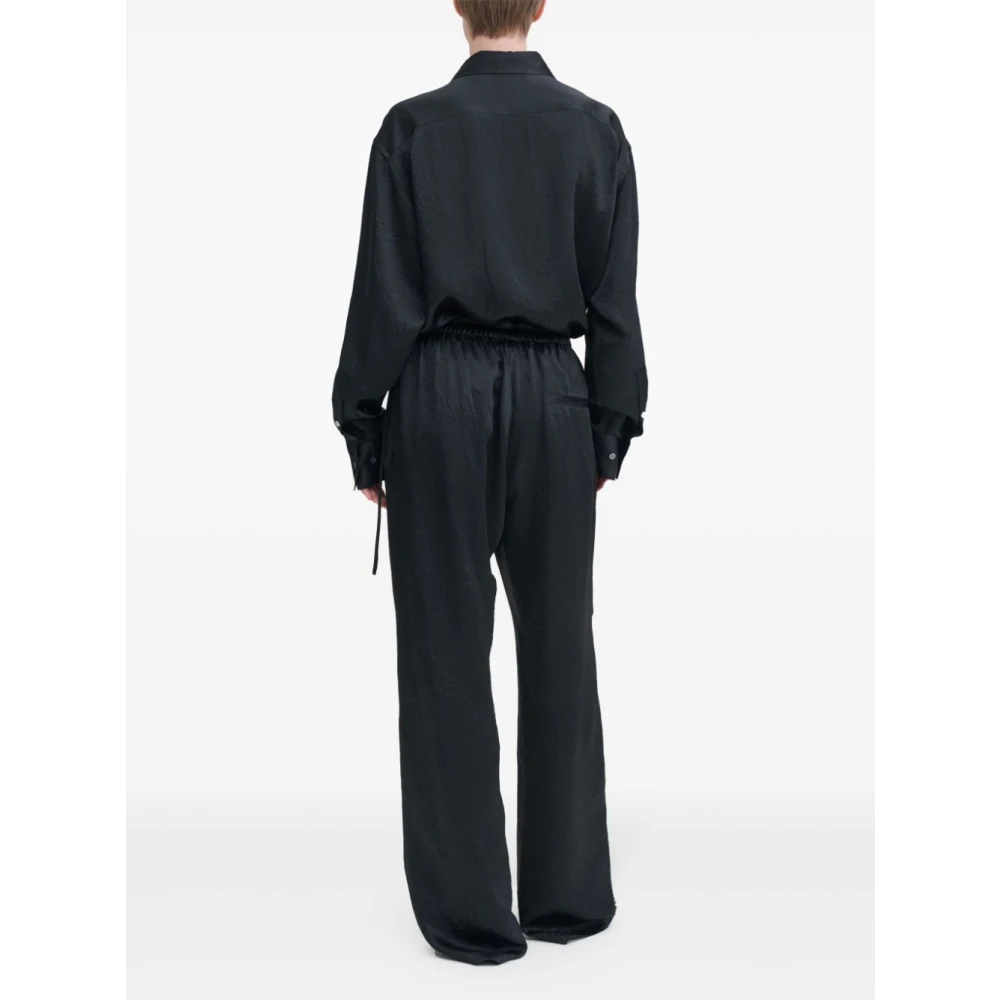 Filippa K Zwarte Satijnen Wijde Pijp Broek Black Dames