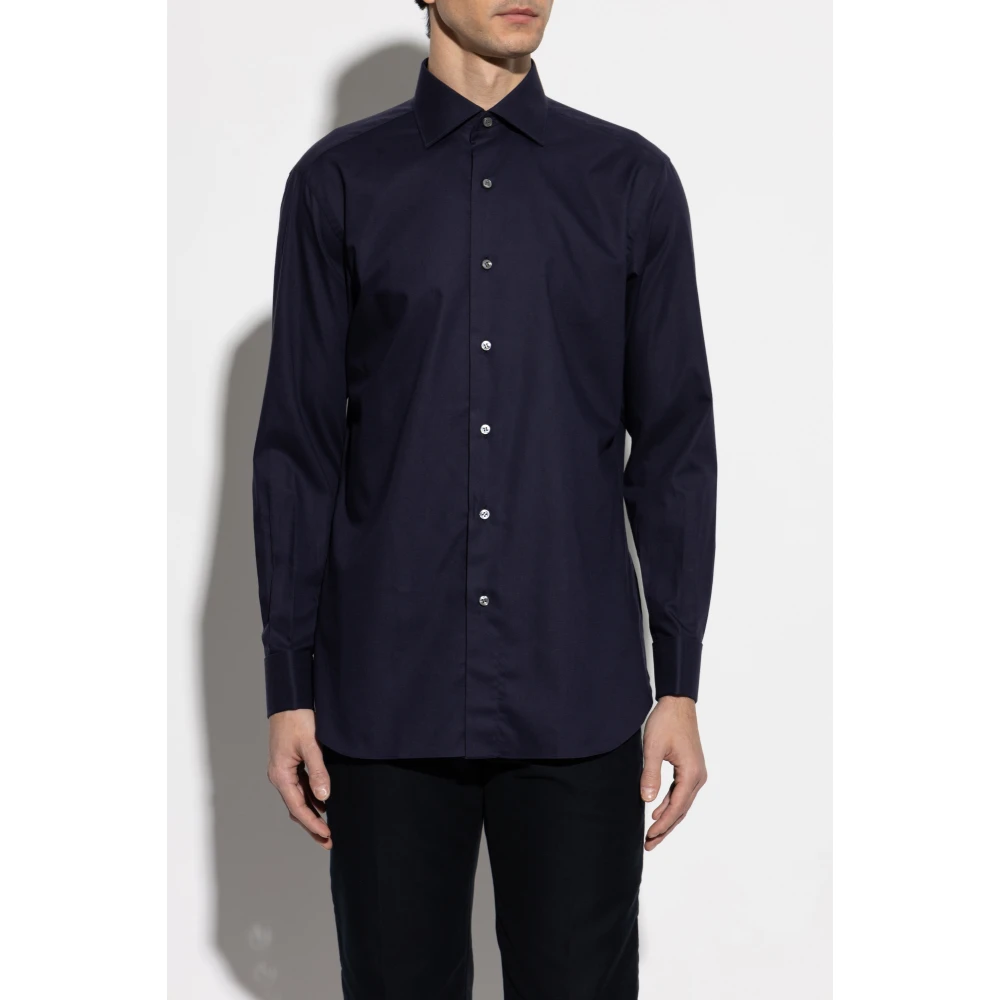 Brioni Katoenen shirt Blue Heren