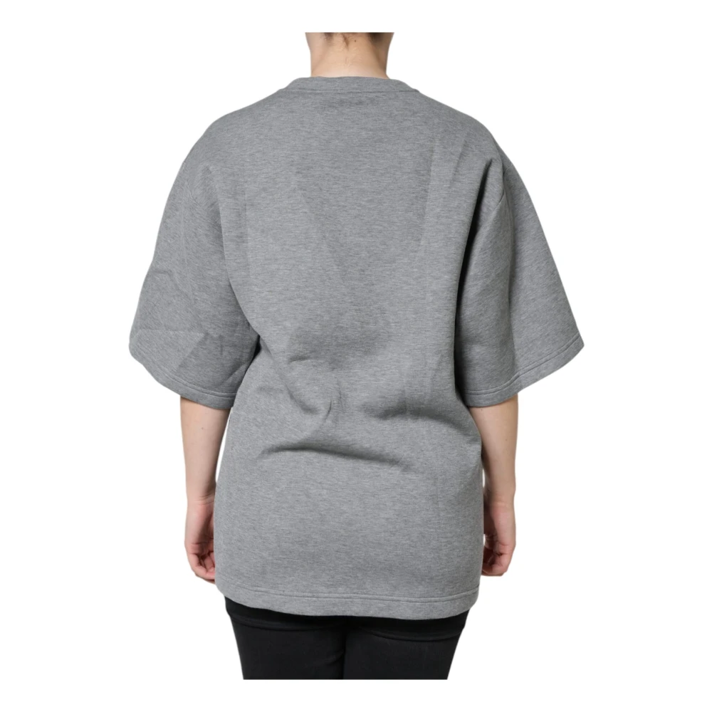 Dolce & Gabbana Grijze versierde ronde hals T-shirt Gray Dames