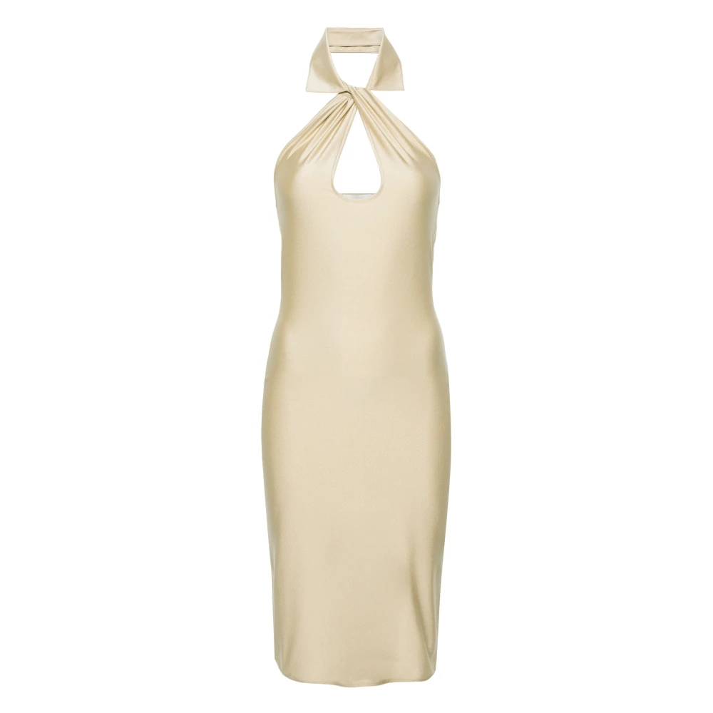 Coperni Metallic Open Chest Sleeveless Dress Beige Dames