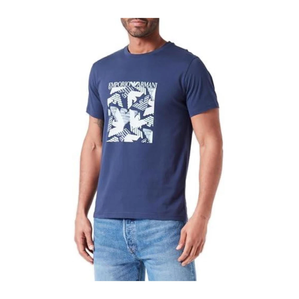 Emporio Armani Blauw Katoenen T-Shirt Mannen Collectie Blue Heren