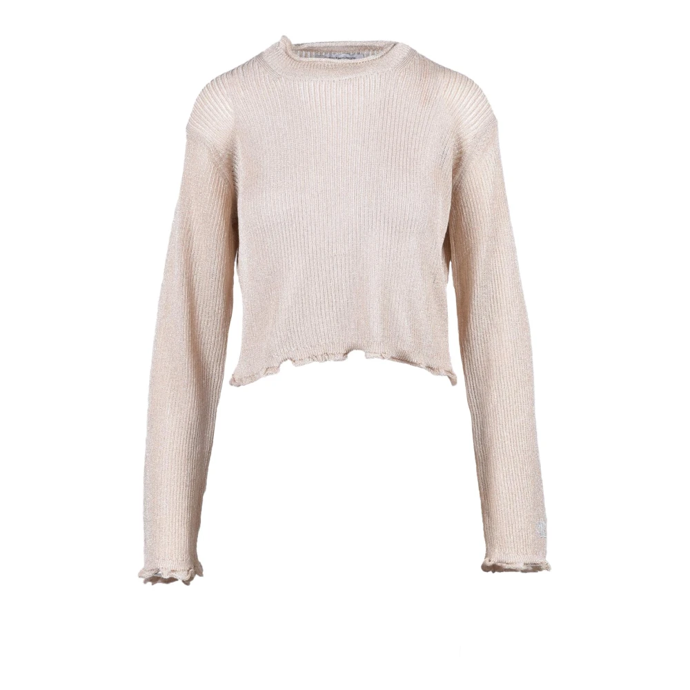 Calvin Klein Jeans Metallic Fiber Gebreide Top Beige Dames