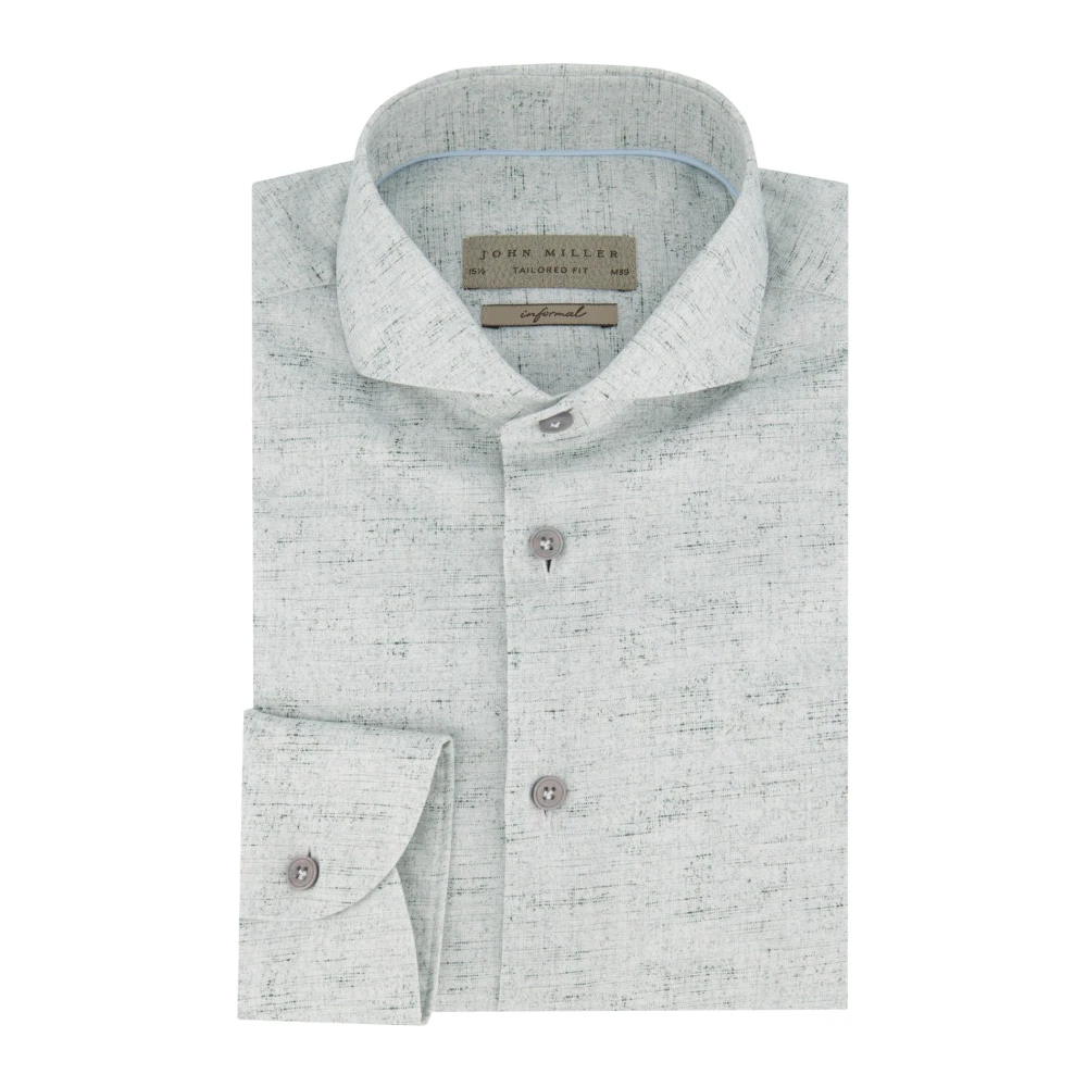 John Miller zakelijk overhemd Tailored Fit normale fit groen geprint katoen