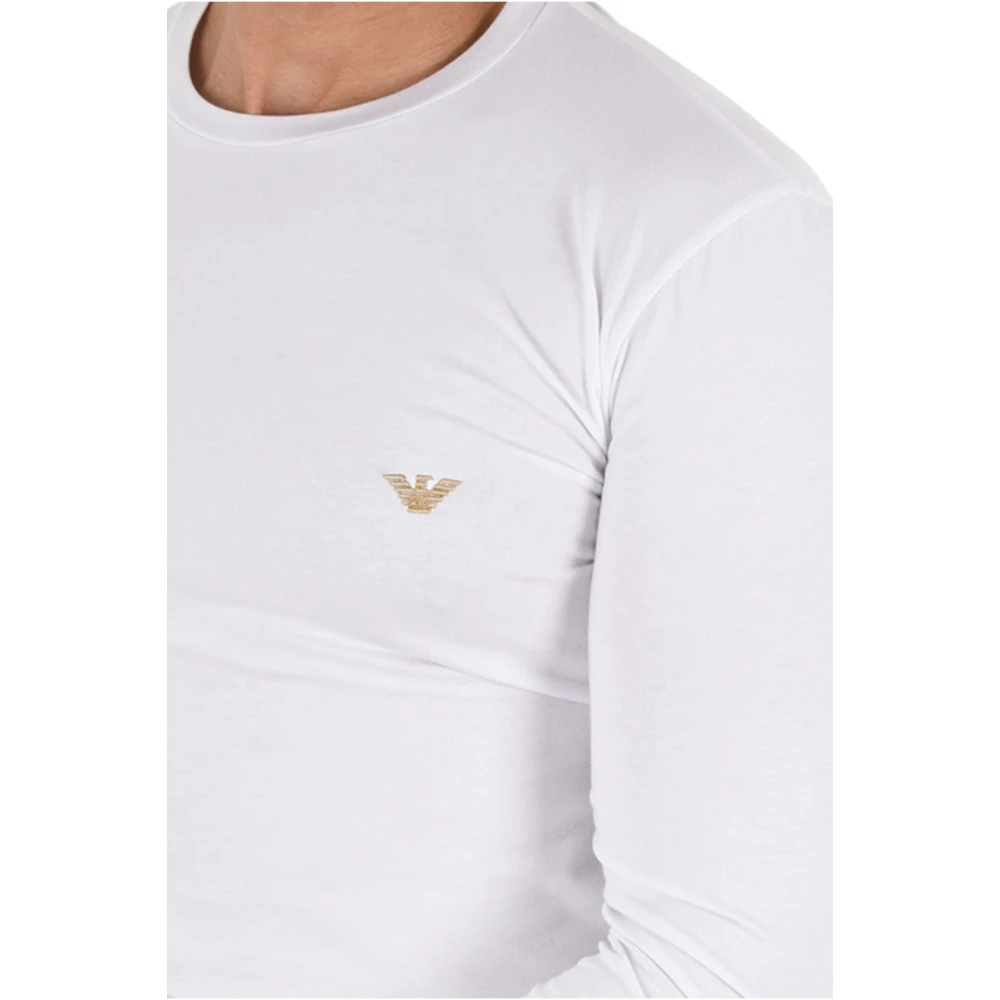 Emporio Armani Stretch Logo Geborduurd T-shirt Wit White Heren