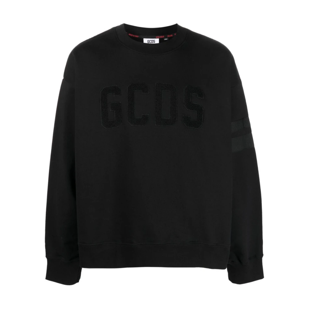 Gcds Zwart Velvet Crewneck Sweater Black Heren