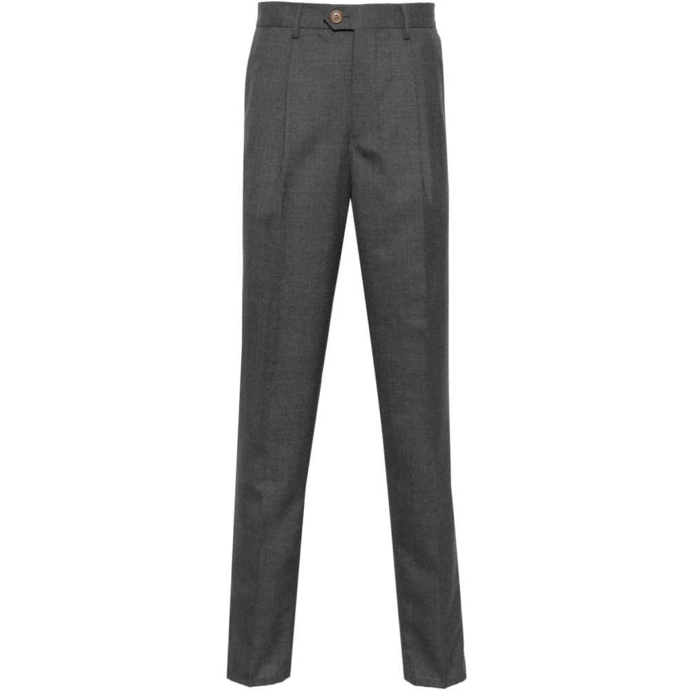 Brunello Cucinelli Men's Gray Suit Trousers,, Classic Blue Wool Trousers Medium