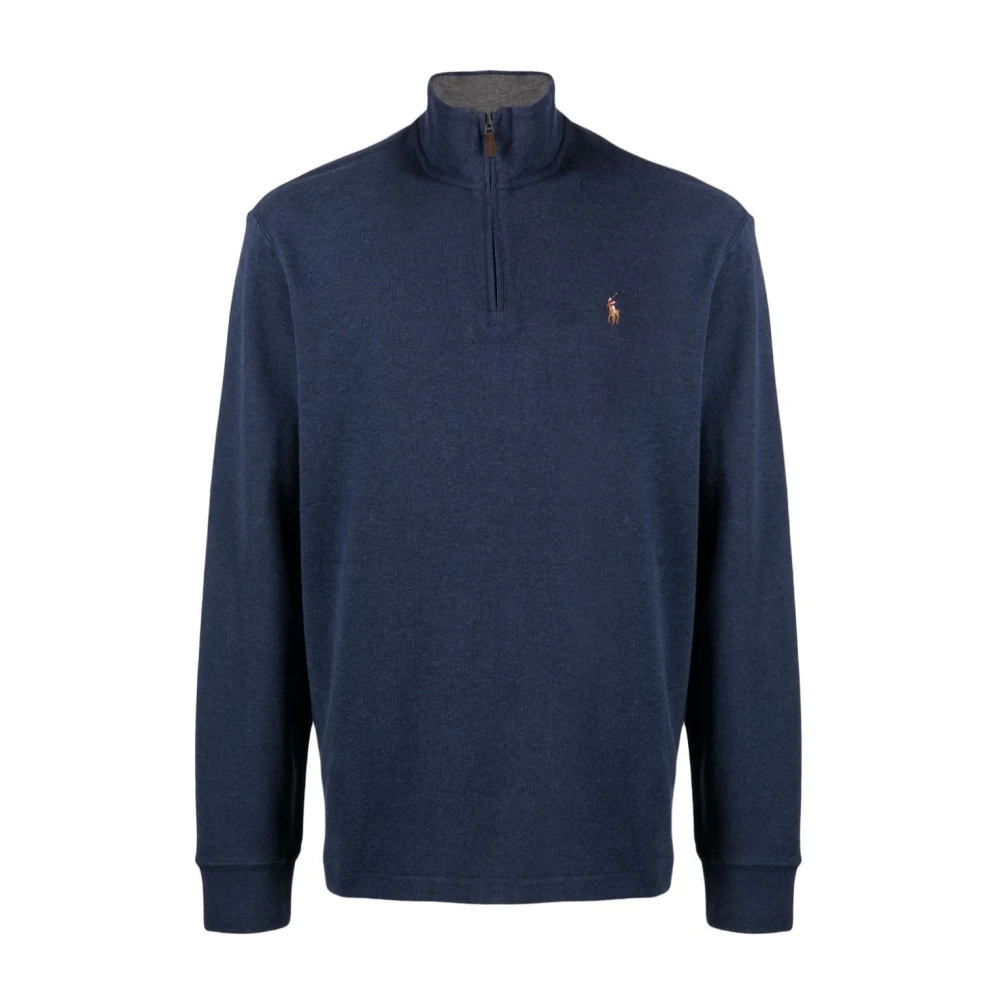 Polo Ralph Lauren Blauwe Katoenen Half Zip Sweater Blue Heren