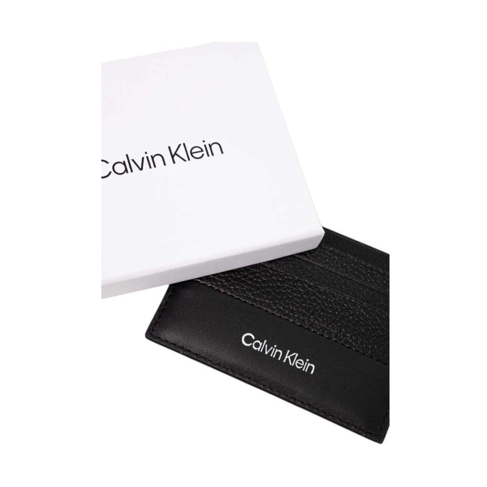 Calvin Klein Zwarte leren herenportemonnee herfst winter Black Heren