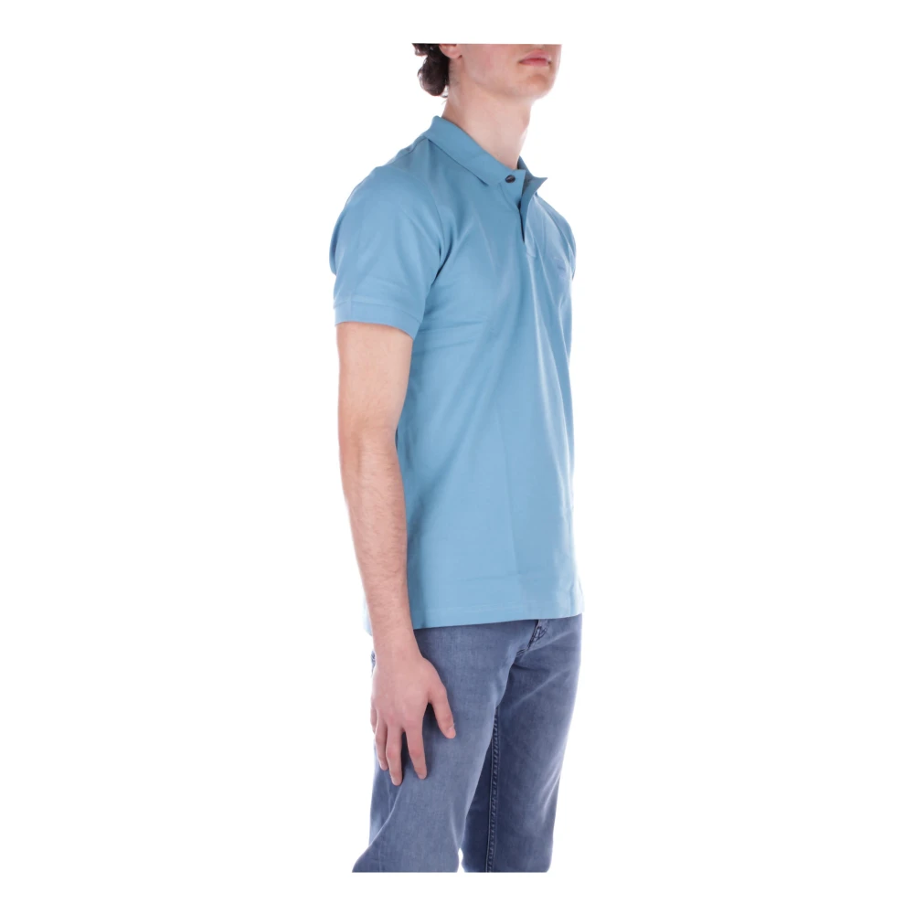 Hugo Boss Blauw Logo Voorkant Knoop Polo Shirt Blue Heren