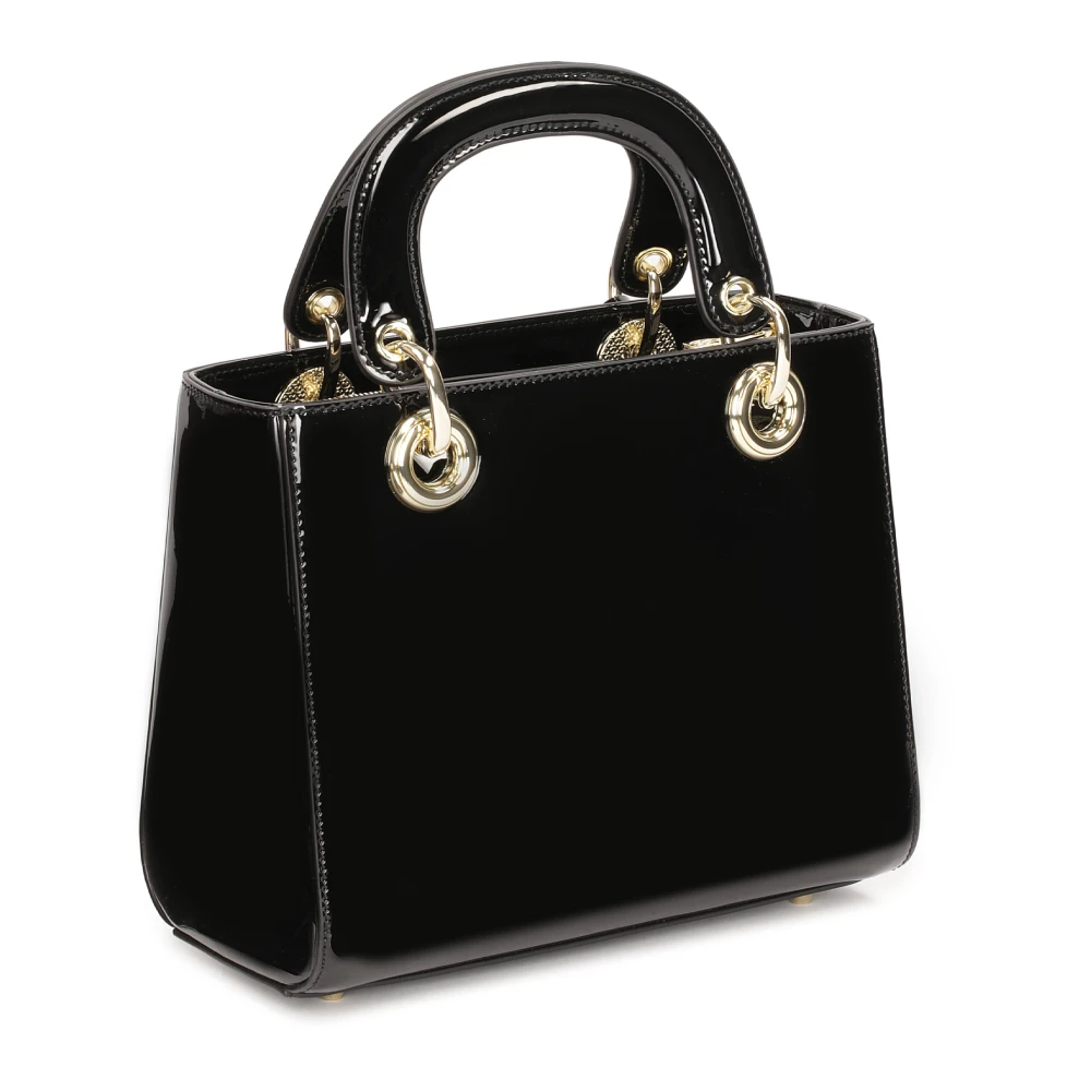 Kazar Zwarte gelakte handtas met handvatten en riem Black Dames