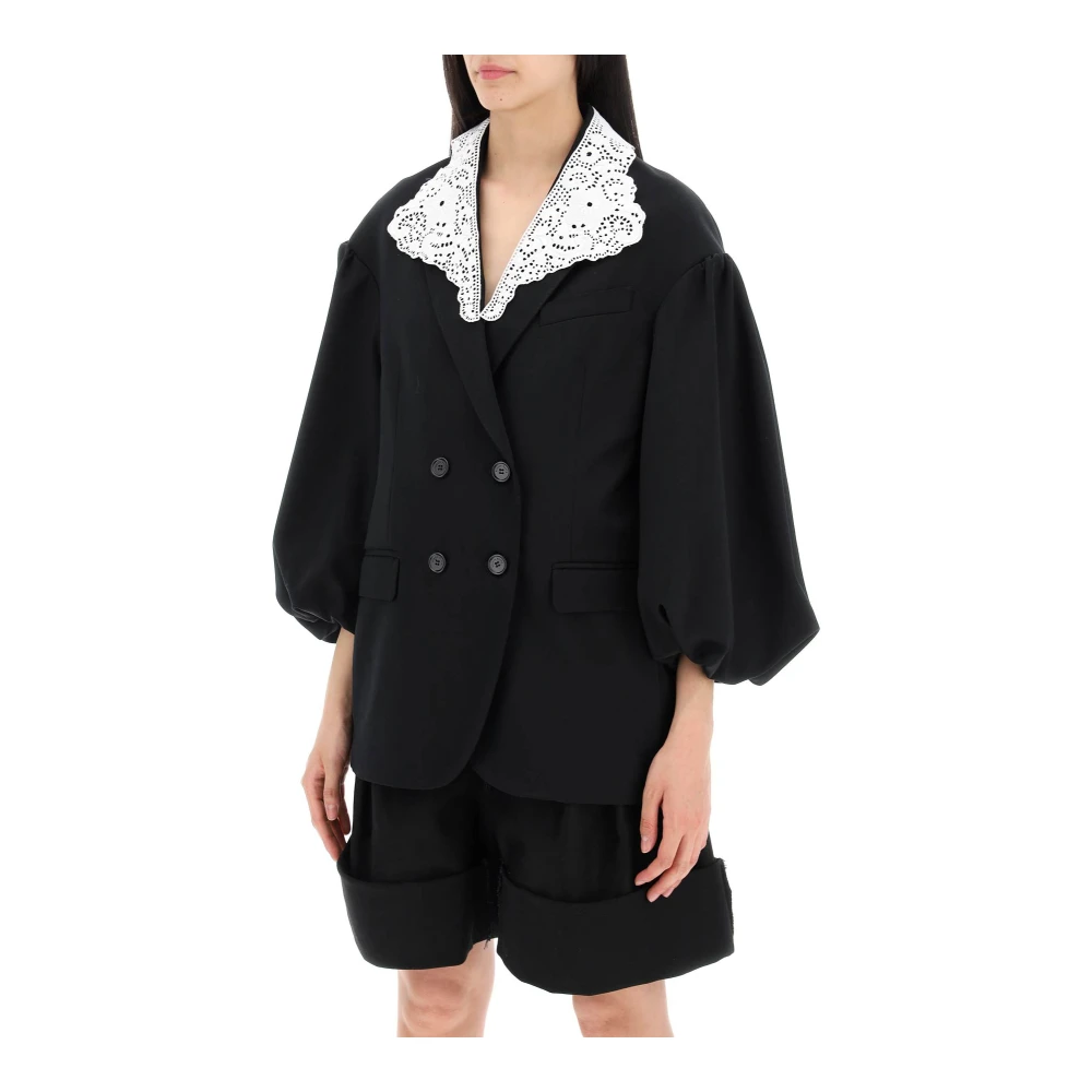 Simone Rocha Wollen blend double-breasted ballonmouw blazer Black Dames