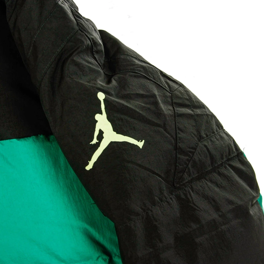 Jordan Lange Dons Parka Jas in Zwart Groen Multicolor Heren