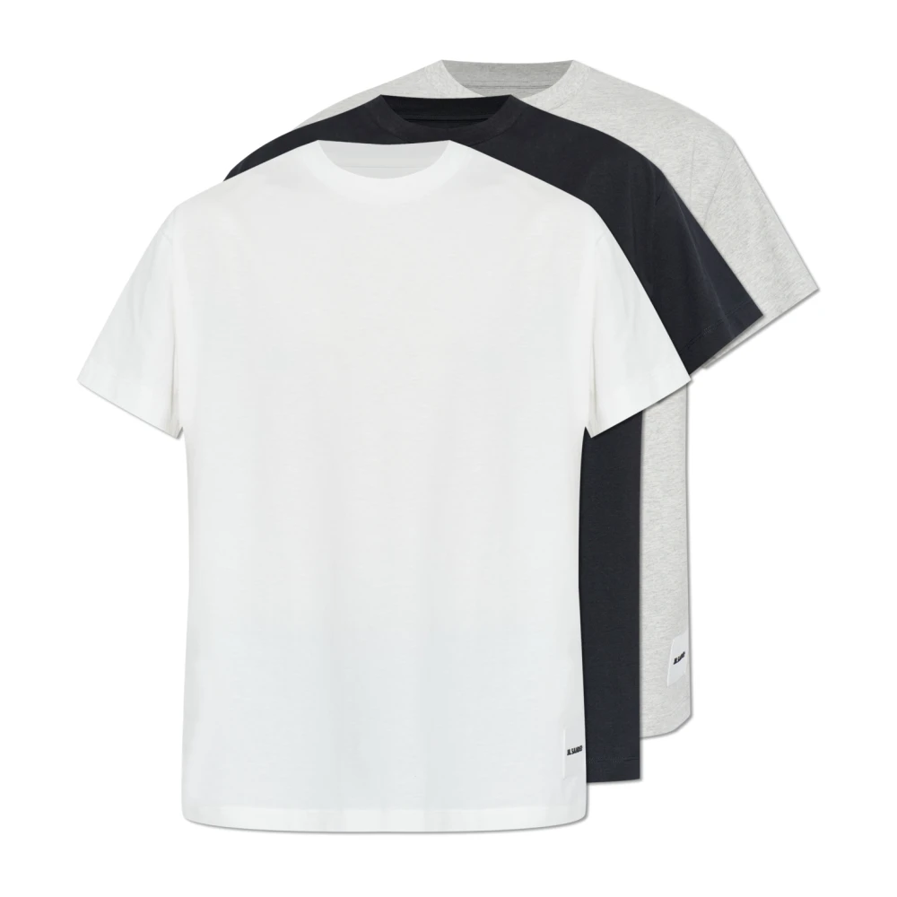 Jil Sander Mannelijk Wit Tops Heren, M, Katoen, 3-Pack T-Shirtset Met Korte Mouwen