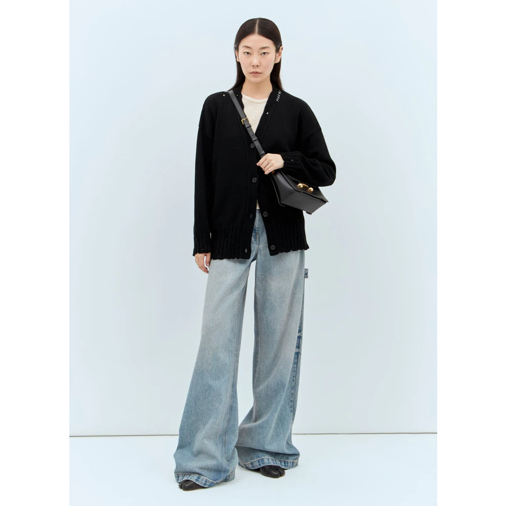 Marni Verwassen Katoenen Vest met Logo Intarsia Black Dames