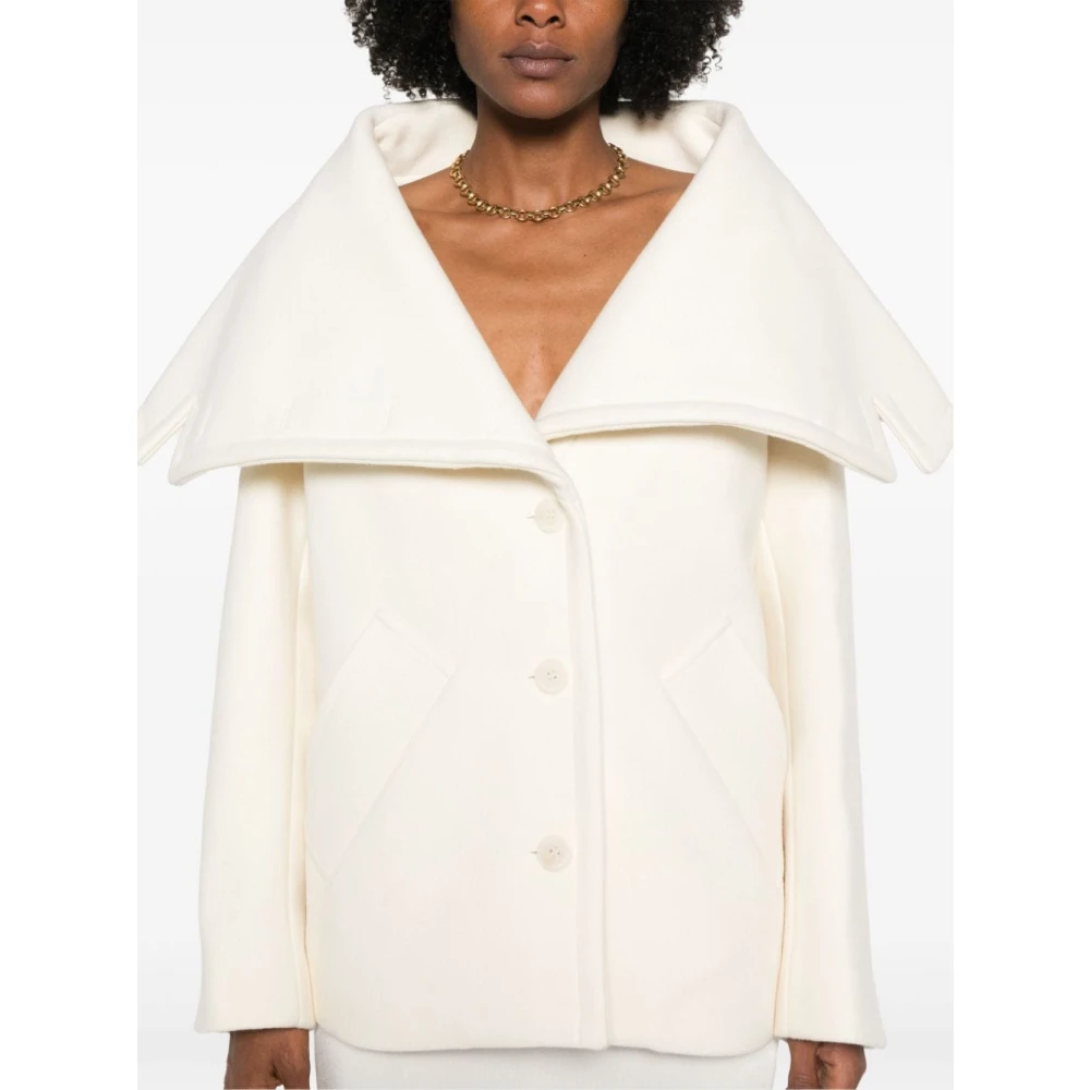 Jacquemus Witte Wollen Jas Aw24 Beige Dames