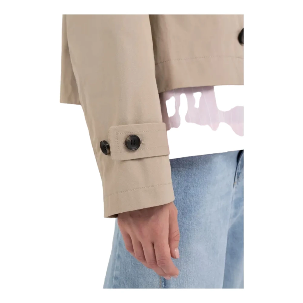 Replay Beige Waterdichte Katoenen Trenchcoat Beige Dames