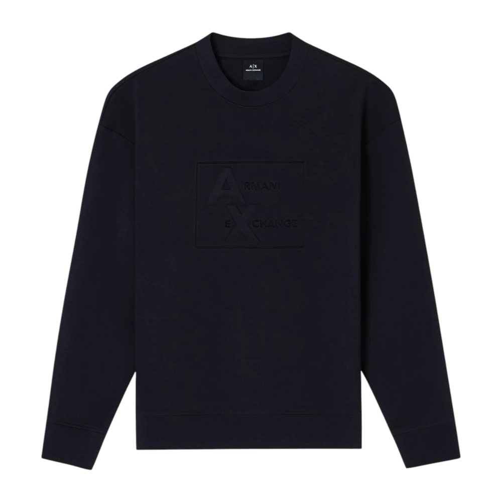 Armani Exchange Mannelijk Zwart Hoodies & Sweatvesten Heren, L, Katoen, Crewneck Sweatshirt