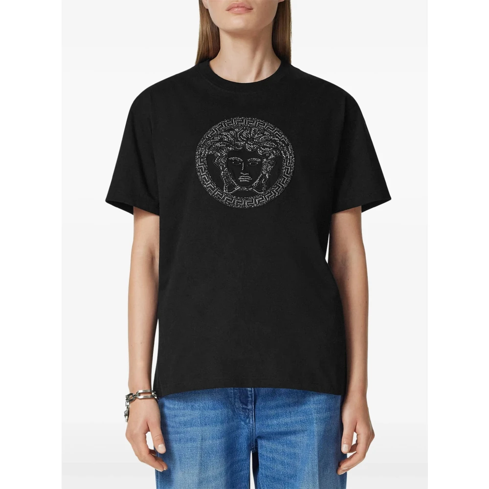 Versace Medusa Grafisch T-shirt Zwart Black Dames