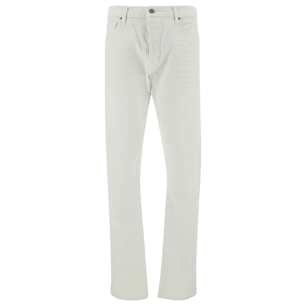 Tom Ford Slim Fit Witte Jeans met Knoopsluiting White Heren