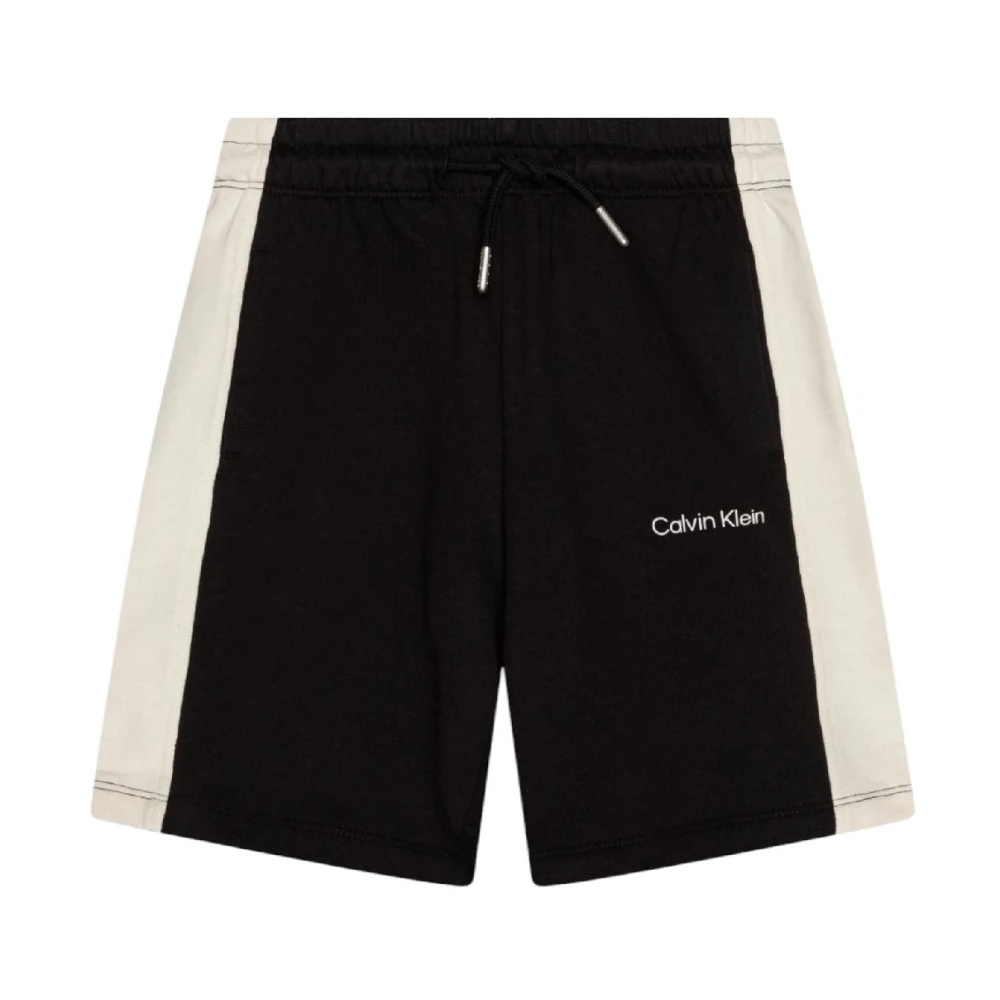 Calvin Klein Boys Black Shorts, 6 Y, Color Block Bermuda, Fresh And Modern Style