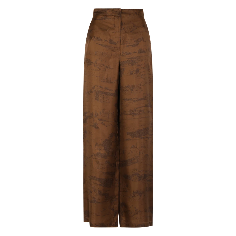 Max Mara Studio Vrouw Bruin Broeken Dames, 2XS, Silk Broeken