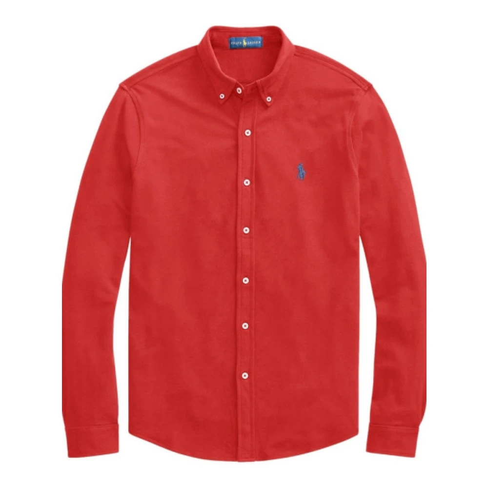 Polo Ralph Lauren Piqué Bomull Polo Skjorta Red, Herr