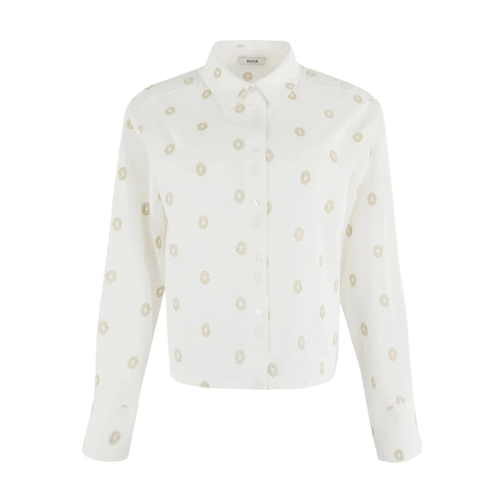 Anna Van Toor Lange mouw blouse in stijl 17a05-03513B White Dames