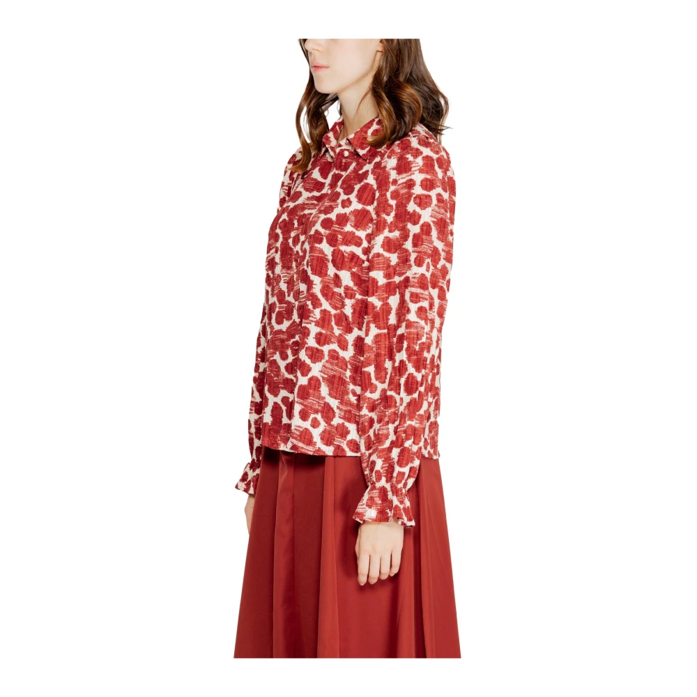 Vero Moda Rode abstracte print lange mouwen blouse Red Dames