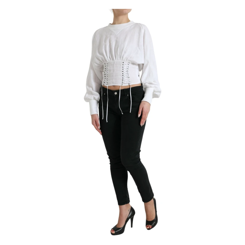 Dolce & Gabbana Wit Kant-Up Korset Top White Dames