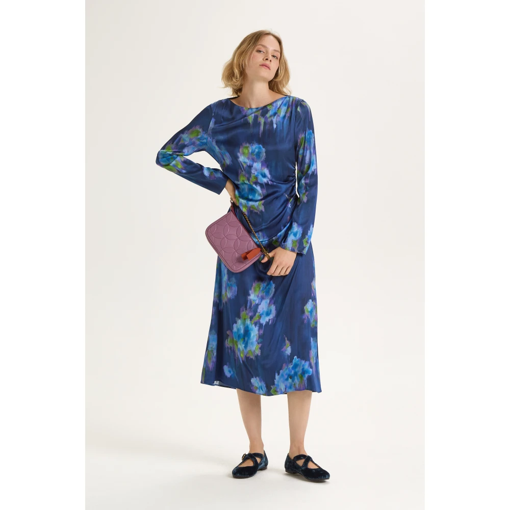 Maliparmi Zijdeachtige Boeket Jurk Blue Dames