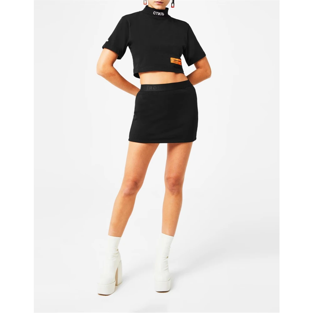 Heron Preston Logo Turtleneck Crop T-Shirt Zwart Katoen Black Dames