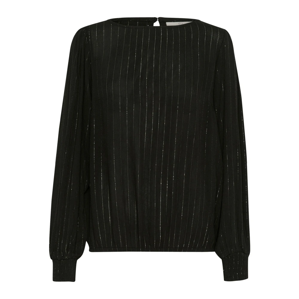 Kaffe Zwart Diepe Blouse met Pofmouwen Black Dames