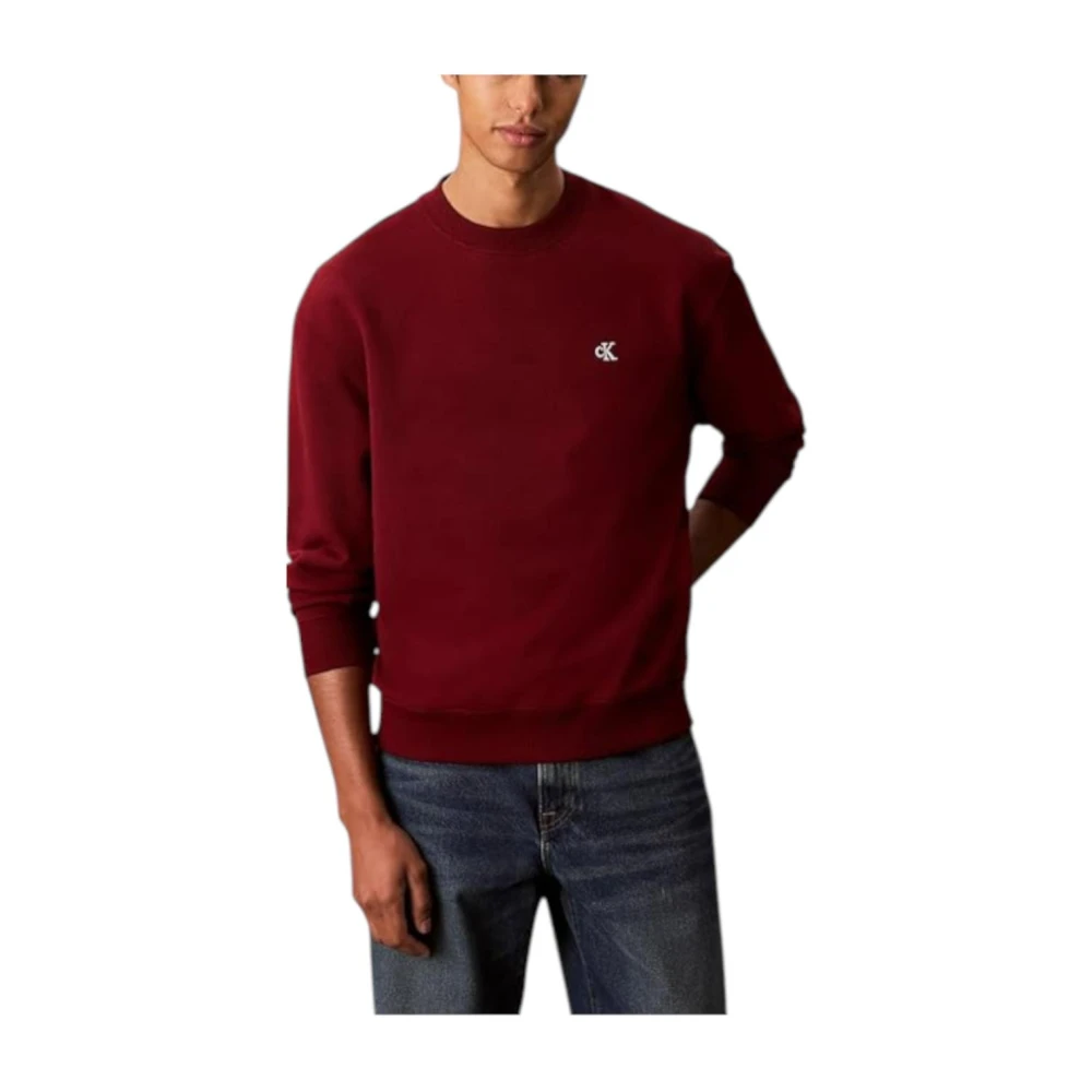 Calvin Klein Men's Red Monogram Logo Sweatshirt