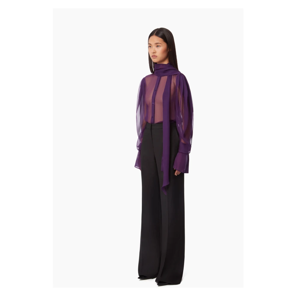 Nina Ricci Zwarte Wol Gabardine Straight Broek Black Dames
