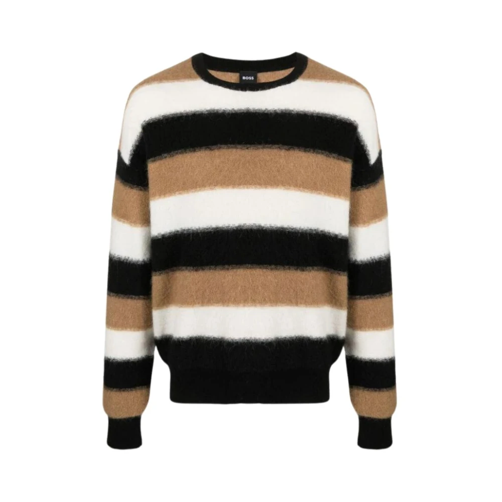 Hugo Men's Multicolor Round-Neck Knitwear, L, Maximos Crew Neck Jumper Black