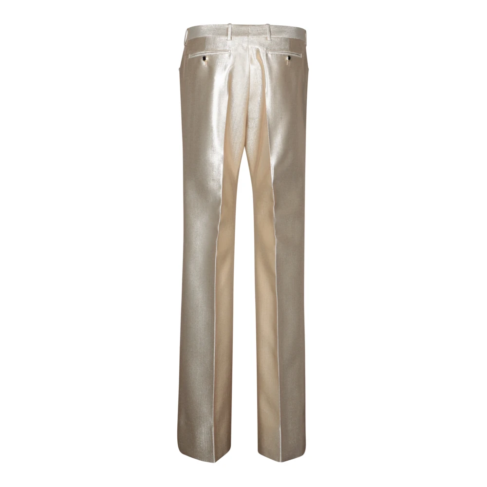 Tom Ford Gouden lage taille lurex broek Beige Dames
