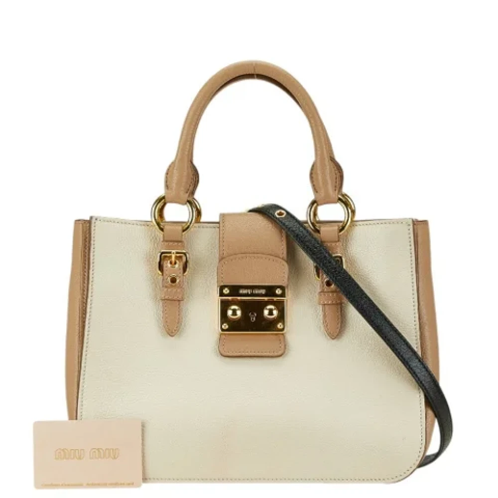 Miu Pre-owned Leather handbags Beige Dames