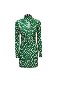 Zielona Sukienka z Geometrycznym Wzorem z Weluru
