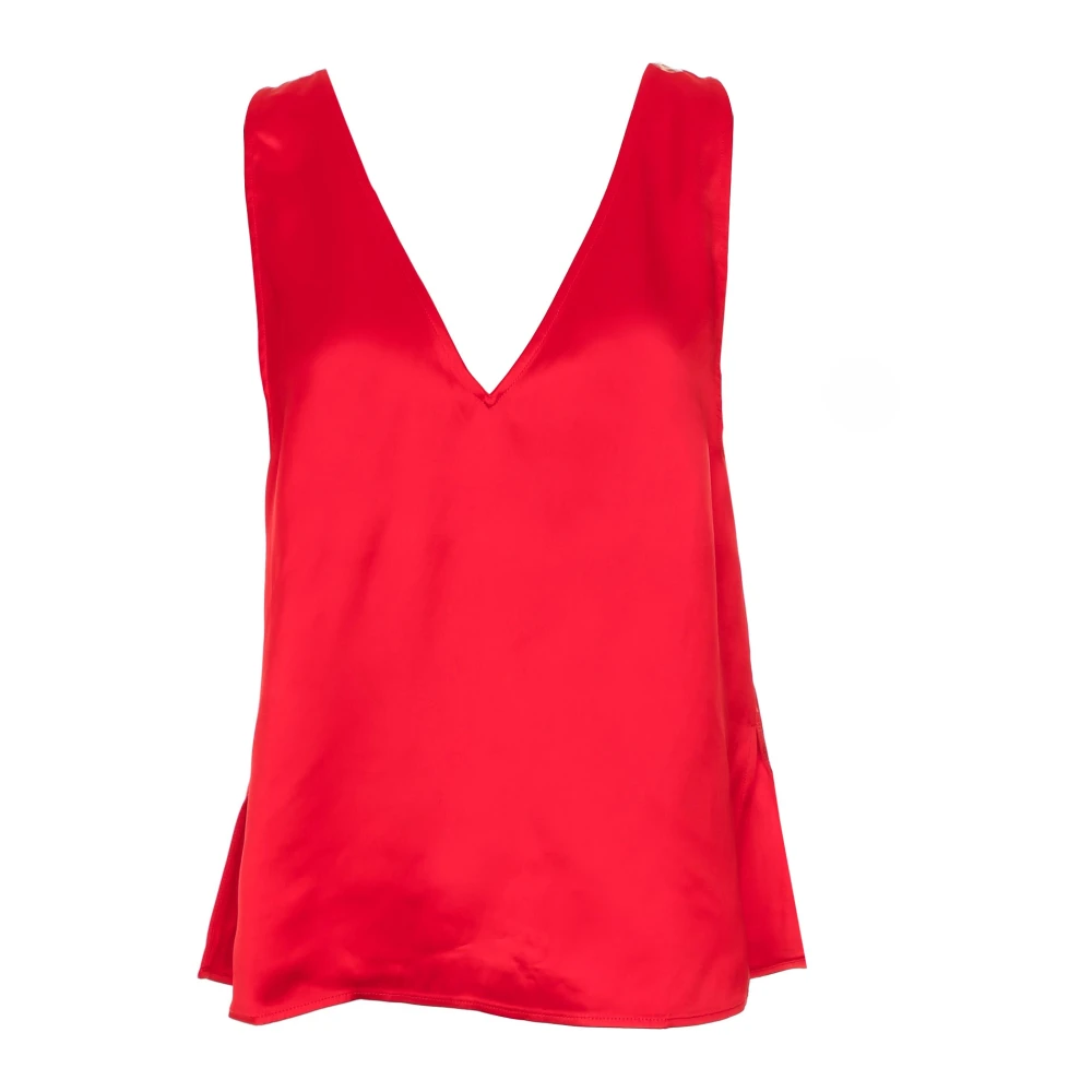 Stine Goya Elegant V-hals Top met Zijdelingse Splitjes Red Dames