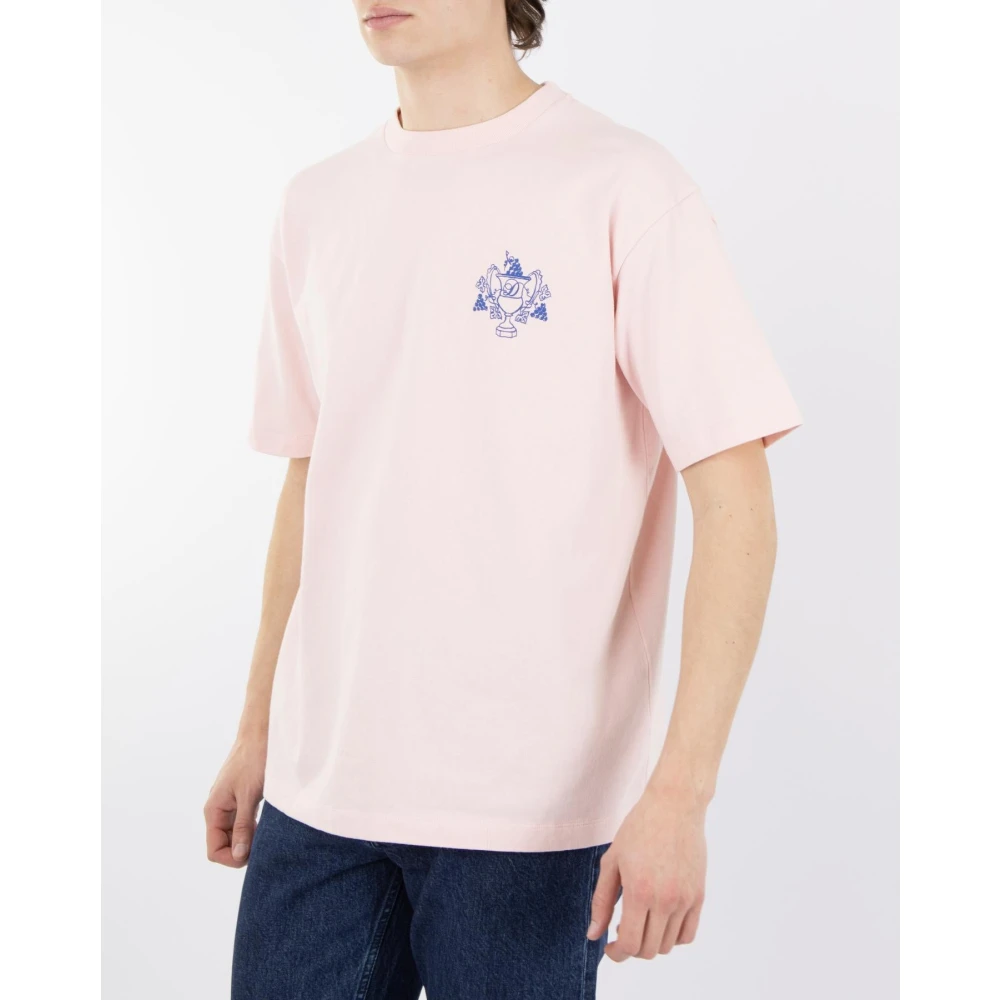 Drole de Monsieur Heren Blason T-Shirt Roze Pink Heren