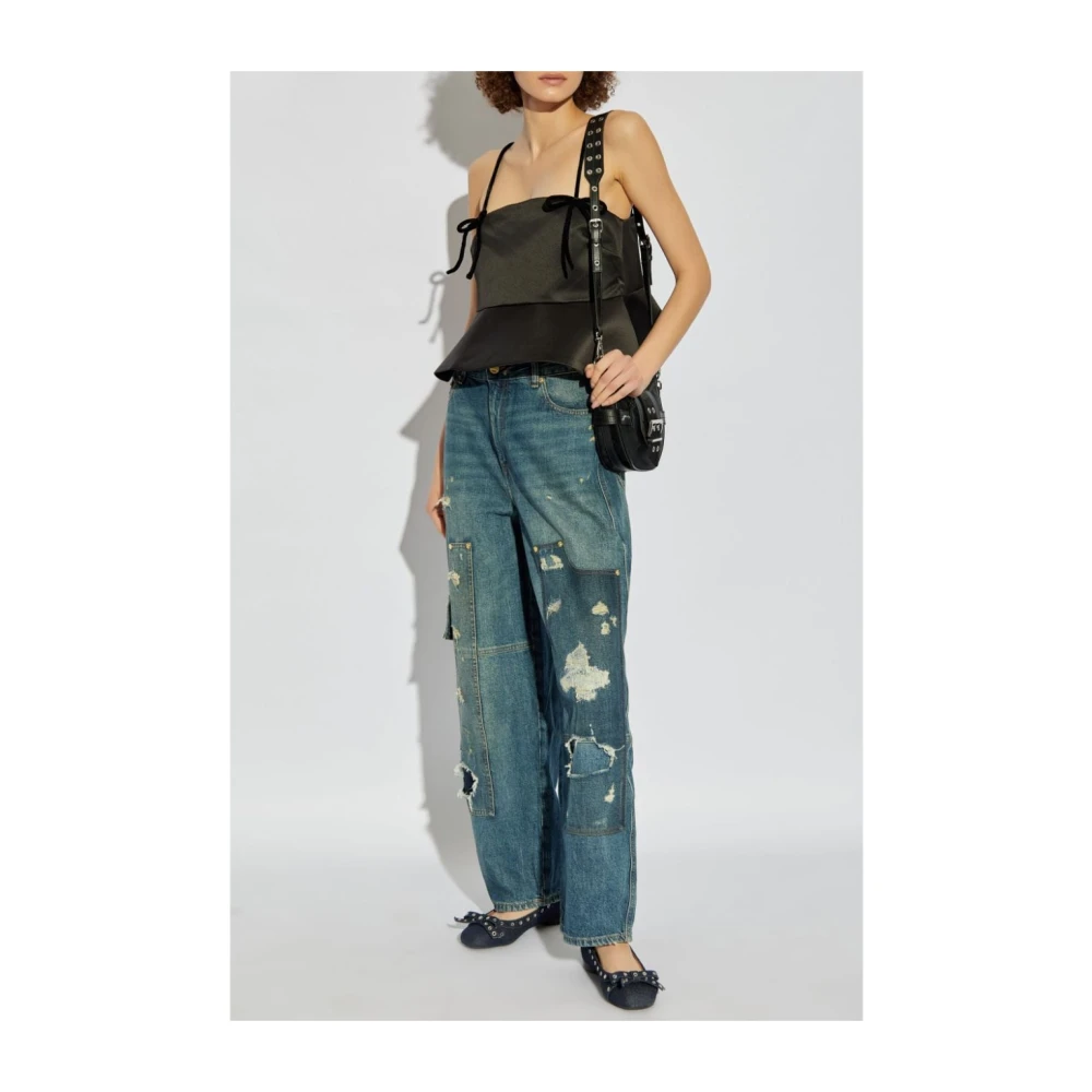 Ganni Wijde Pijp Jeans Blauw Aw24 Blue Dames