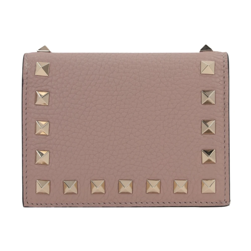 Valentino Garavani Nitar Läder Plånbok i Blush Pink Brown, Dam