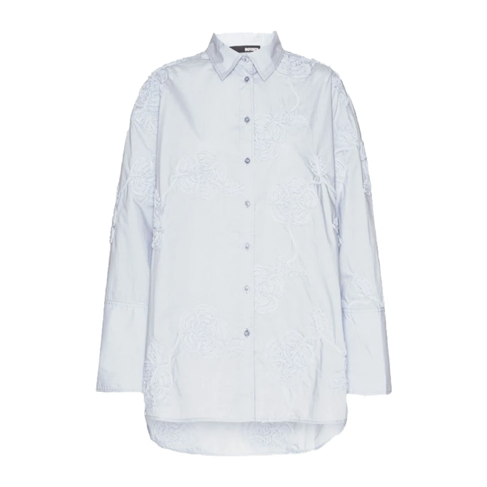 Rotate Birger Christensen Floral Oversized Shirt Blue Dames