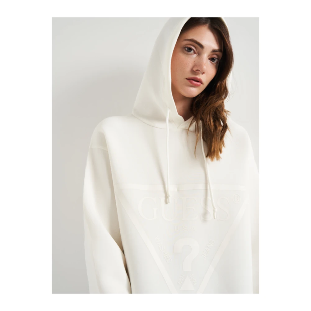 Guess Logo Katoenen Hoodie Beige Dames