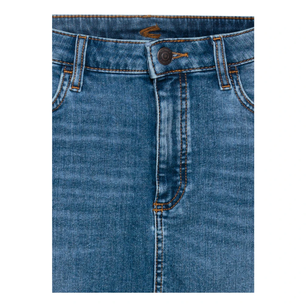 camel active Denim rok met used-look Blue Dames