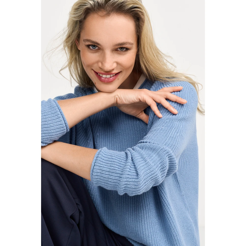Rich & Royal Naadloze Crew-neck Cardigan Blue Dames